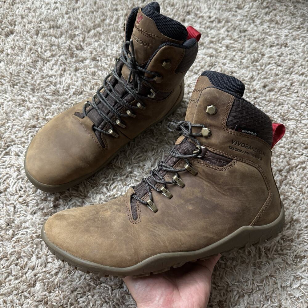 VivoBarefoot Tracker Firm Ground Brown Leather Hiking Boots Men’s Size 41 / US 8